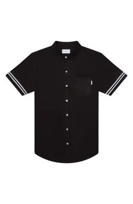 MAVRANS Tailored Fit Black Game Waterproof Short Sleeve Performance Button-Up Shirt