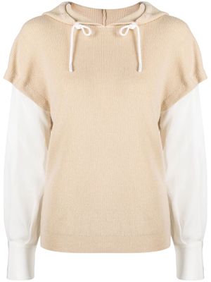 Max & Moi short-sleeve drawstring hoodie - Neutrals
