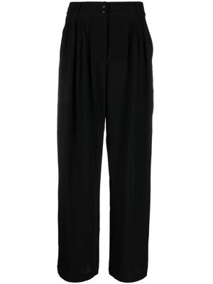 Max & Moi wide-leg pleated silk trousers - Black
