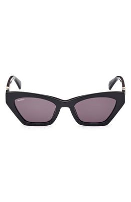 Max Mara 52mm Cat Eye Sunglasses in Shiny Black /Smoke