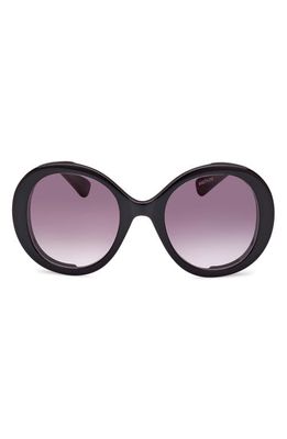 Max Mara 54mm Gradient Round Sunglasses in Shiny Black /Gradient Smoke