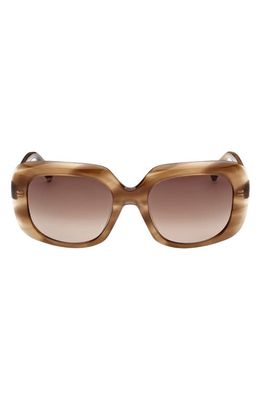 Max Mara 55mm Rectangular Sunglasses in Shiny Striped Brown/Brown