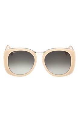 Max Mara 55mm Round Sunglasses in Ivory /Gradient Green