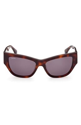 Max Mara 56mm Geometric Sunglasses in Shiny Classic Havana /Smoke