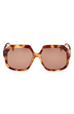 Max Mara 57mm Geometric Sunglasses in Blonde Havana /Brown