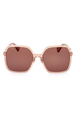 Max Mara 59mm Square Sunglasses in Shiny Pink /Brown