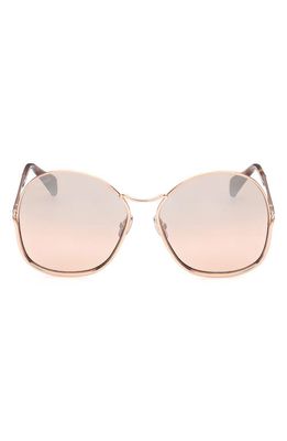 Max Mara 60mm Geometric Sunglasses in Gold/Other /Brown Mirror