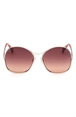 Max Mara 60mm Geometric Sunglasses in Shiny Rose Gold /Brown