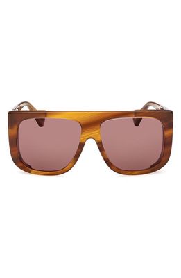 Max Mara 60mm Shield Sunglasses in Dark Brown/Other /Brown