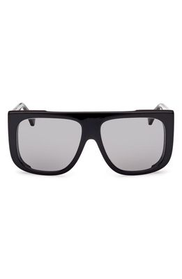 Max Mara 60mm Shield Sunglasses in Shiny Black /Smoke