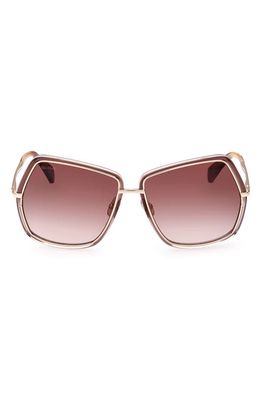 Max Mara 61mm Gradient Geometric Sunglasses in Shiny Rose Gold/gradient Brown