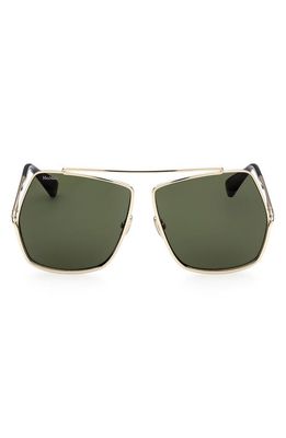 Max Mara 64mm Geometric Sunglasses in Shiny Gunmetal /Smoke