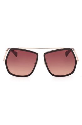 Max Mara 64mm Gradient Geometric Sunglasses in Dark Brown/gradient Brown