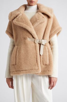 Max Mara Abavo Teddy Belted Vest in Camel