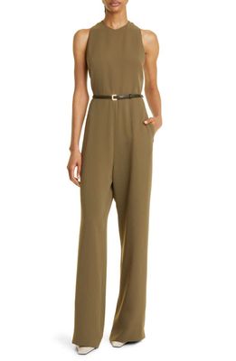 Max Mara Alfa Belted Jumpsuit in Olive Green
