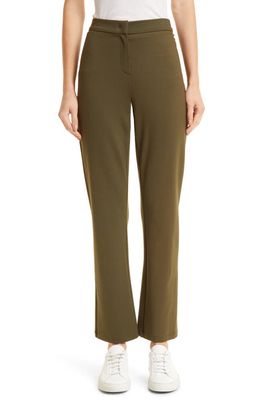 Max Mara Ariano Straight Leg Knit Trousers in Olive Green