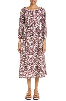 Max Mara Betty Floral Cotton Dress in Red