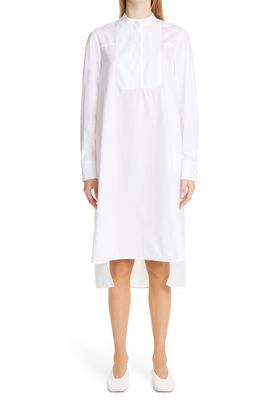 Max Mara Bib Front Long Sleeve Shirtdress in Bianco Ottico
