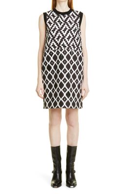 Max Mara Bilma Embellished Mixed Print Shift Dress in Black White