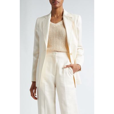 Max Mara Boemia Linen Suiting Blazer in Ivory