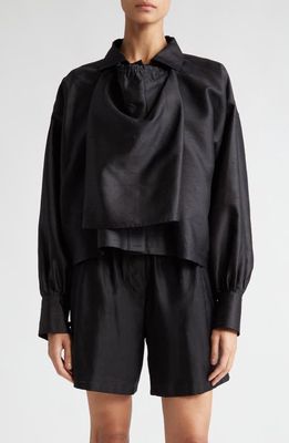 Max Mara Callas Boxy Silk & Cotton Shirt in Black