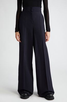 Max Mara Cervo Wool Blend Seersucker Ultrawide Leg Pants in Ultramarine