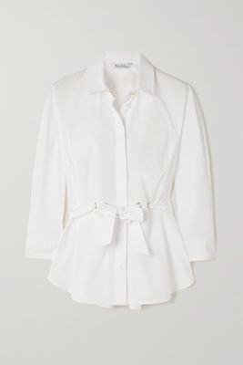 Max Mara - Cuneo Belted Cotton-poplin Shirt - White