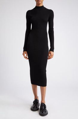 Max Mara Desio Long Sleeve Virgin Wool Blend Sweater Dress in Black