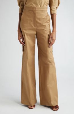 Max Mara Edda Cargo Pocket Wide Leg Pants in Tobacco at Nordstrom, Size 2