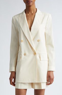 Max Mara Elegia Double Breasted Virgin Wool Blazer in Vanilla