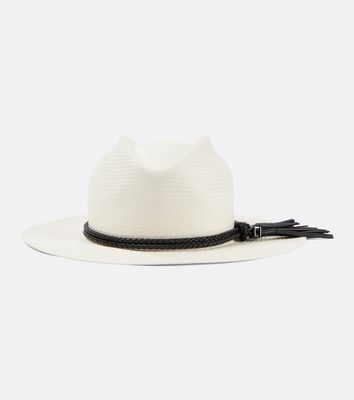 Max Mara Elfi leather-trimmed straw boater hat