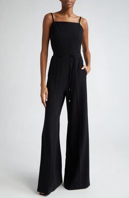 Max Mara Elvy Square Neck Strappy Back Jumpsuit in Black