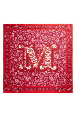 Max Mara Floral Monogram Silk Square Scarf in 005 Dark Red