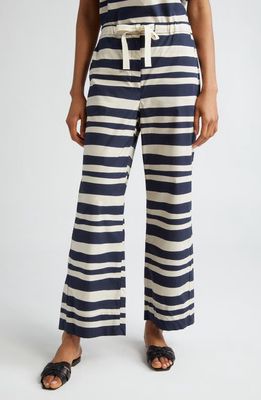 Max Mara Fumetto Stripe Cotton Wide Leg Pants in Ultramarine at Nordstrom, Size 10