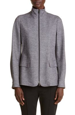 Max Mara Glasgow Virgin Wool Zip Jacket in Dark Grey