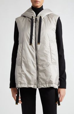 Max Mara GreenGo Insulated Hooded Vest in Light Grey