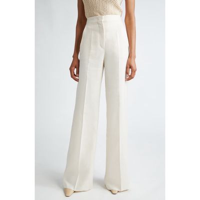 Max Mara Hangar Linen Suiting Trousers in Ivory