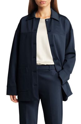 Max Mara Leisure Eraclea Wool Blend Jacket in Navy Blue