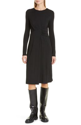 Max Mara Leisure Erica Ruched Long Sleeve Jersey Dress in Black