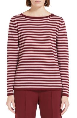 Max Mara Leisure Favola Stripe Virgin Wool Sweater in Brick Red