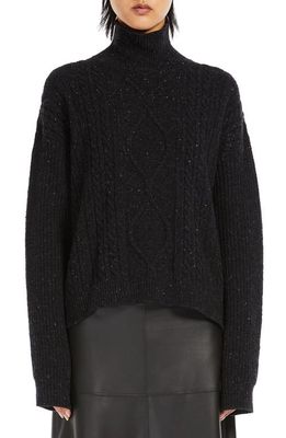 Max Mara Leisure Favore Wool Blend Mock Neck Sweater in Black