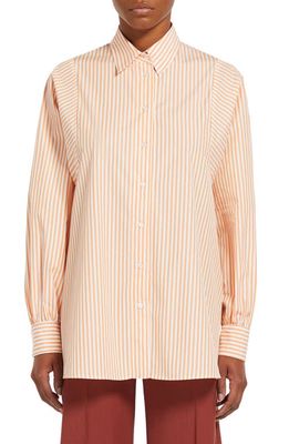Max Mara Leisure Fufy Stripe Cotton Button-Up Shirt in Orange