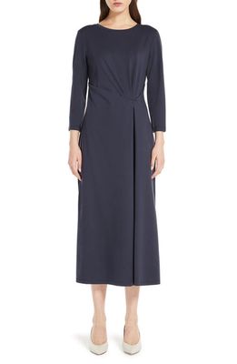 Max Mara Leisure Gessy Pleated Jersey Fit & Flare Midi Dress in Navy