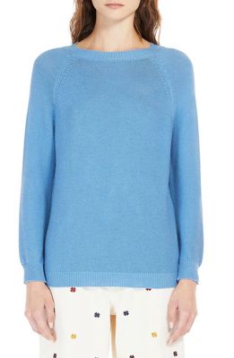 Max Mara Leisure Linz Cotton Crewneck Sweater in Sky Blue