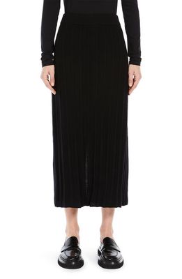 Max Mara Leisure Melk Rib Virgin Wool Midi Skirt in Black