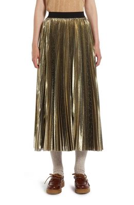 Max Mara Leisure Nurra Metallic Pleated Skirt in Gold