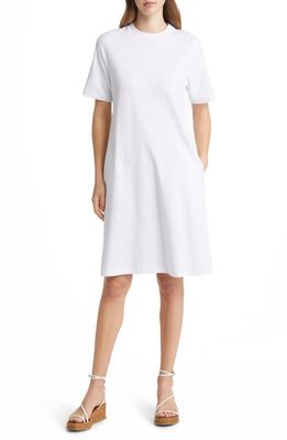 Max Mara Leisure Optical Cotton Blend Jersey T-Shirt Dress in Optical White