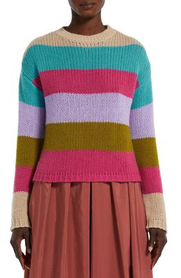 Max Mara Leisure Palco Stripe Cashmere Crewneck Sweater in Pink Multicolour
