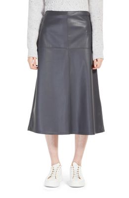 Max Mara Leisure Renata Faux Leather Midi Skirt in Medium Grey
