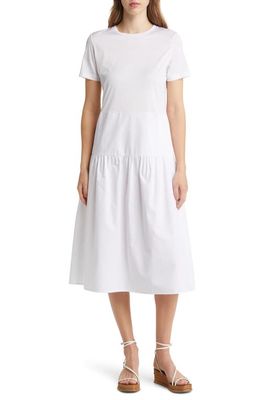 Max Mara Leisure Santos Tiered Cotton Jersey Dress in Optical White